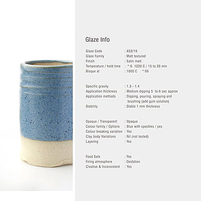 Sara Mid Fire Matt Textured Cerulean A52/19 Sara Mid Fire Matt Textured Cerulean A52/19