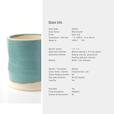 Sara Mid Fire Matt Textured Aqua A52/23 Sara Mid Fire Matt Textured Aqua A52/23