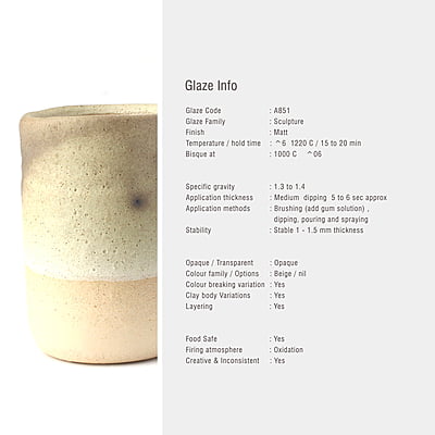 Sara Mid Fire Sculpture Glaze A851 Sara Mid Fire Sculpture Glaze A851