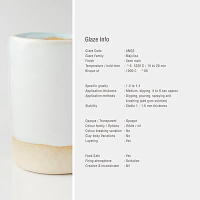 Sara Mid Fire Majolica Semi Matt White AM02 Sara Mid Fire Majolica Semi Matt White AM02