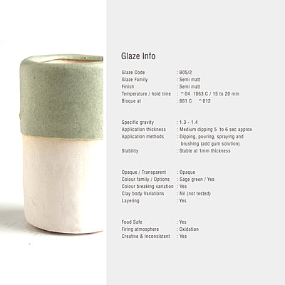 Sara Low Fire Semi Matt Pastel Sage B05/2 Sara Low Fire Semi Matt Pastel Sage B05/2