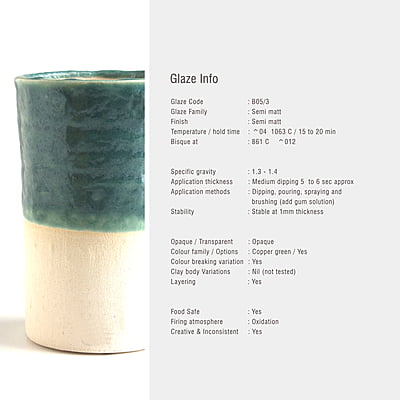 Sara Low Fire Semi Matt Sea Green B05/3 Sara Low Fire Semi Matt Sea Green B05/3