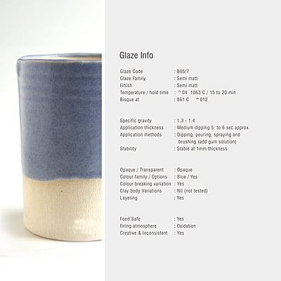 Sara Low Fire Semi Matt Pastel Blue B05/7 Sara Low Fire Semi Matt Pastel Blue B05/7