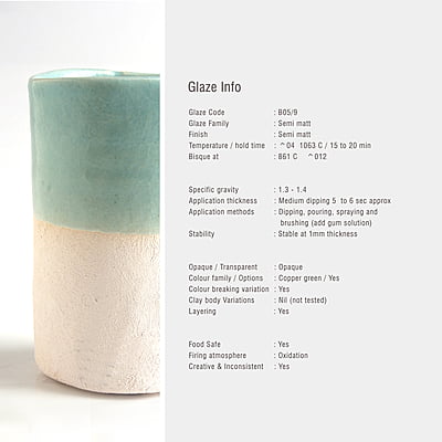 Sara Low Fire Semi Matt Pastel Aqua B05/9 Sara Low Fire Semi Matt Pastel Aqua B05/9