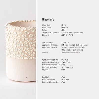 Sara Low Fire Crackle White B114