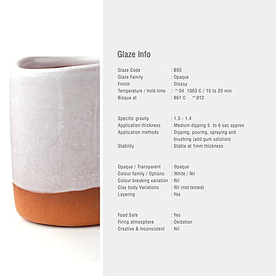 Sara Low Fire Opaque White B92 Sara Low Fire Opaque White B92