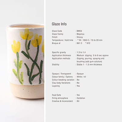 Sara Low Fire Majolica Glossy White BM03 Sara Low Fire Majolica Glossy White BM03