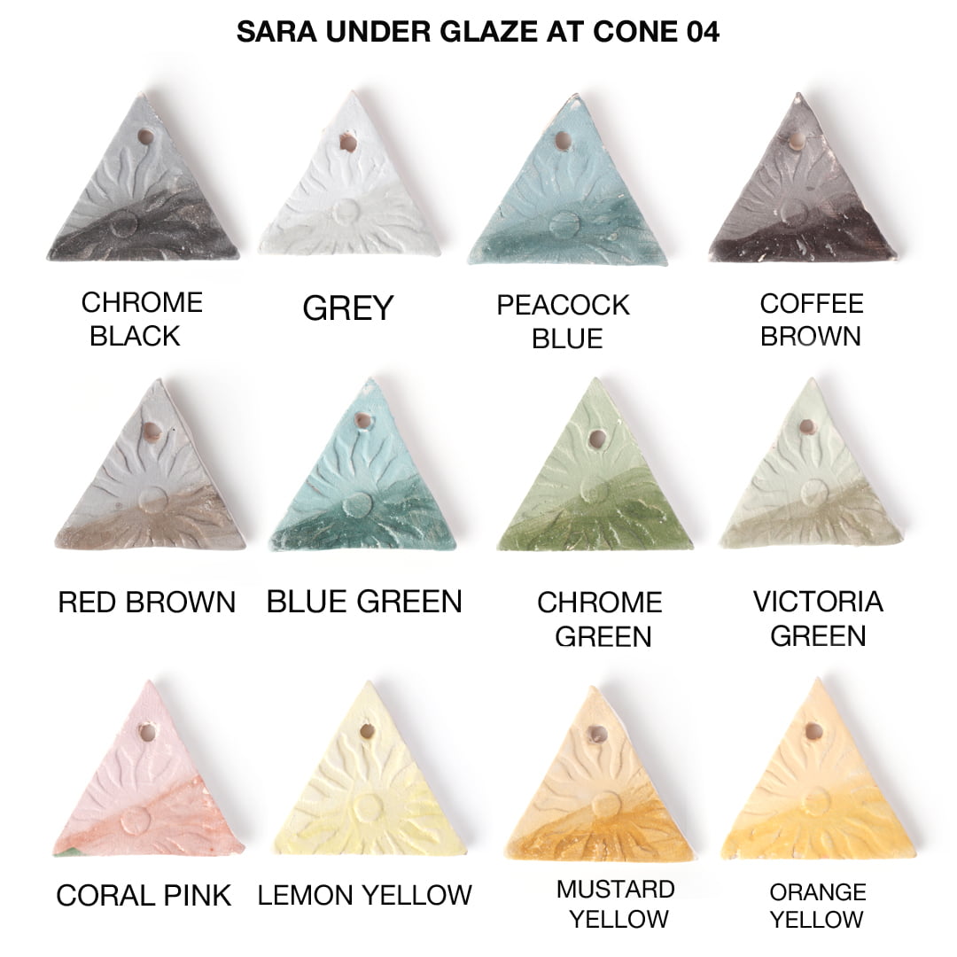 Combo Big 2: Sara Opaque Underglazes - Pack of 12 Colours (100gm) Combo Big 2: Sara Opaque Underglazes - Pack of 12 Colours (100gm)
