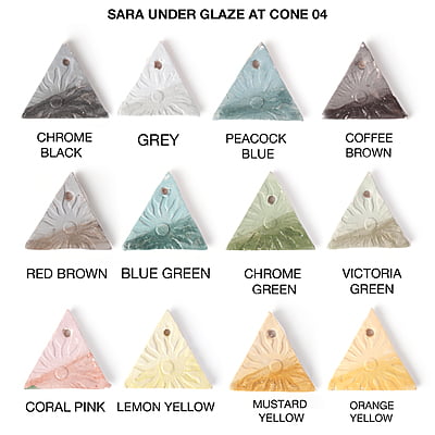 Combo Small 2: Sara Opaque Underglazes - Pack of 12 Colours (30gm)