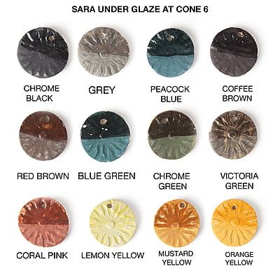 Combo Small 2: Sara Opaque Underglazes - Pack of 12 Colours (30gm)