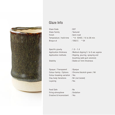 Sara High Fire Textured Matt Green D27
