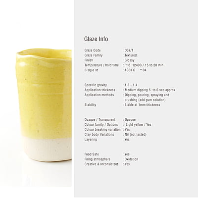 Sara High Fire Textured Lemon Yellow D37/1 Sara High Fire Textured Lemon Yellow D37/1