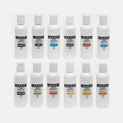 Combo Big 2: Sara Opaque Underglazes - Pack of 12 Colours (100gm)