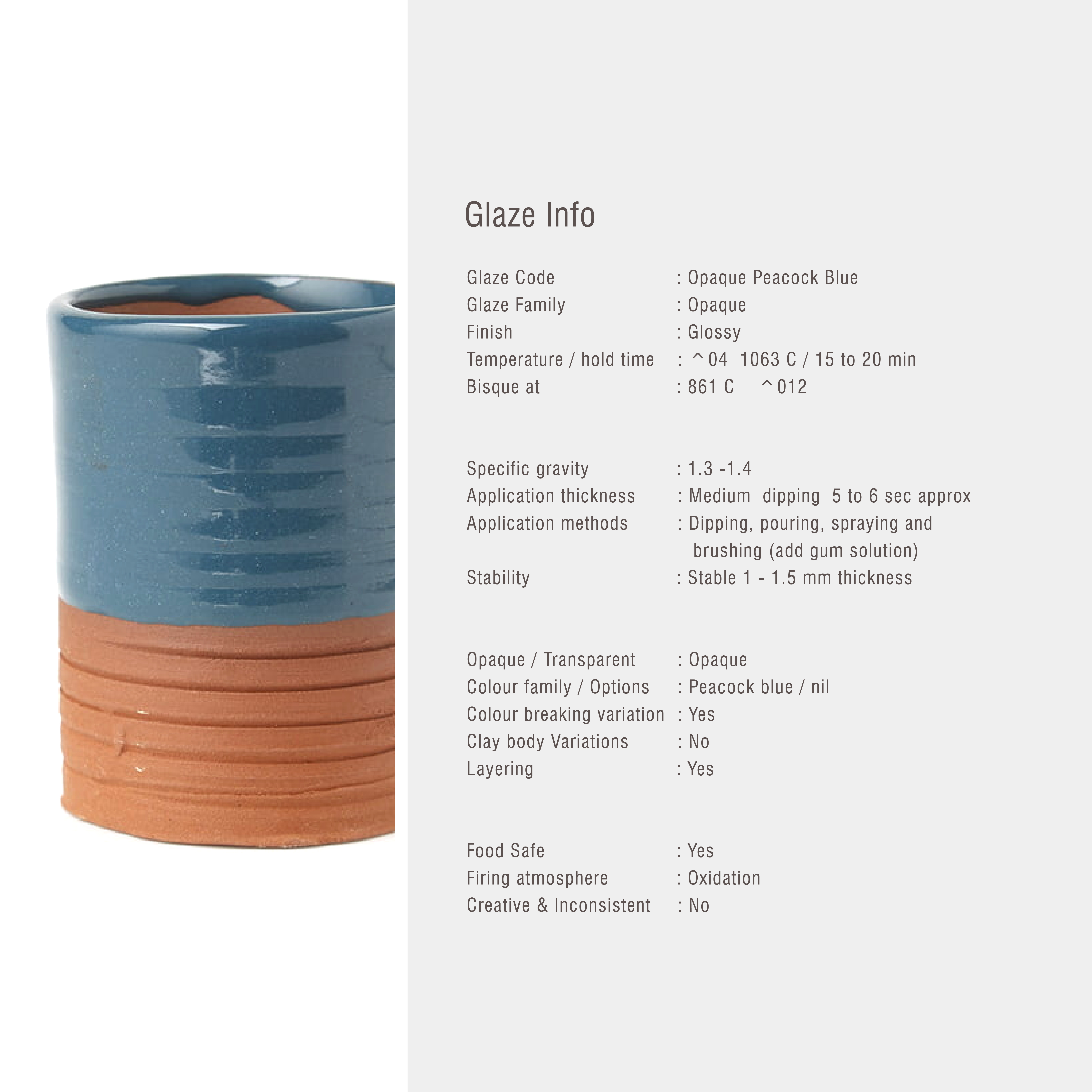 Sara Low Fire Opaque Peacock Blue