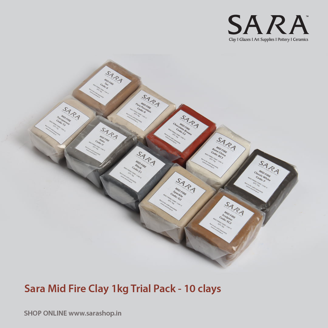 Sara Mid Fire Clay 1kg Trial Pack - 10 clays
